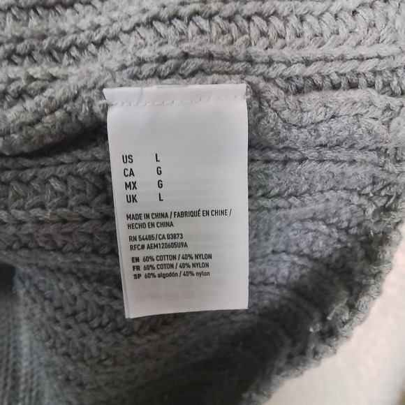 American Eagle Cotton Blend Chunky Knit Sweater Size‎ Large in Gray - Picture 9 of 10
